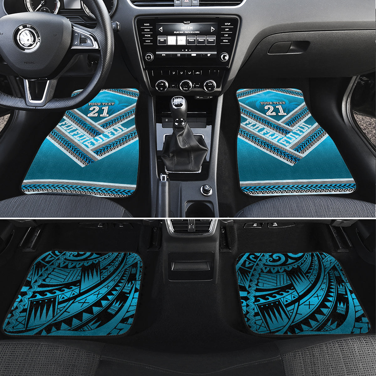 Custom Fiji Rugby Car Mats Fijian Warrior With Polynesian Tribal Tattoos