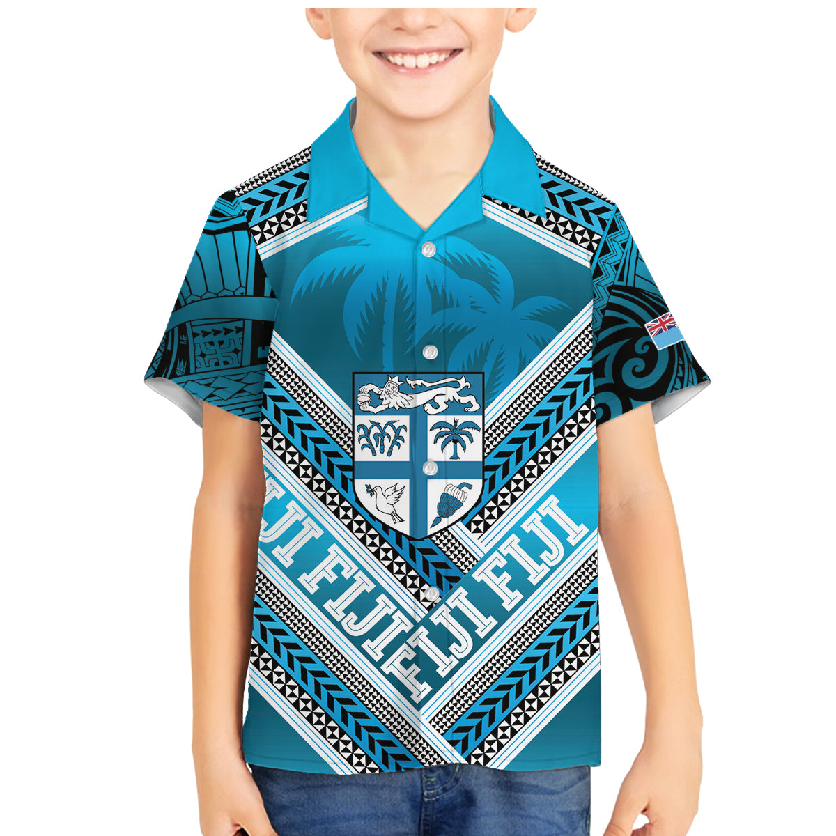 Custom Fiji Rugby Family Matching Mermaid Dress and Hawaiian Shirt Fijian Warrior With Polynesian Tribal Tattoos