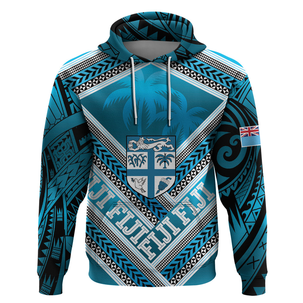 Custom Fiji Rugby Hoodie Fijian Warrior With Polynesian Tribal Tattoos