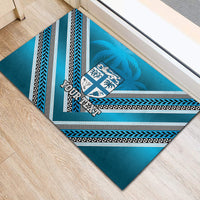 Custom Fiji Rugby Rubber Doormat Fijian Warrior With Polynesian Tribal Tattoos