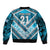 Custom Fiji Rugby Sleeve Zip Bomber Jacket Fijian Warrior With Polynesian Tribal Tattoos
