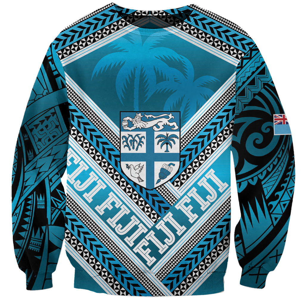 Custom Fiji Rugby Sweatshirt Fijian Warrior With Polynesian Tribal Tattoos