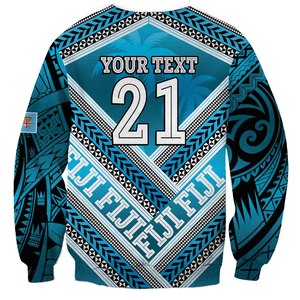 Custom Fiji Rugby Sweatshirt Fijian Warrior With Polynesian Tribal Tattoos
