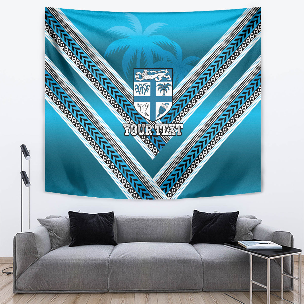 Custom Fiji Rugby Tapestry Fijian Warrior With Polynesian Tribal Tattoos