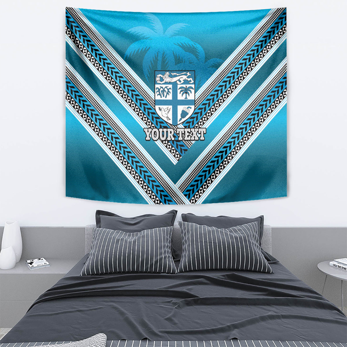 Custom Fiji Rugby Tapestry Fijian Warrior With Polynesian Tribal Tattoos