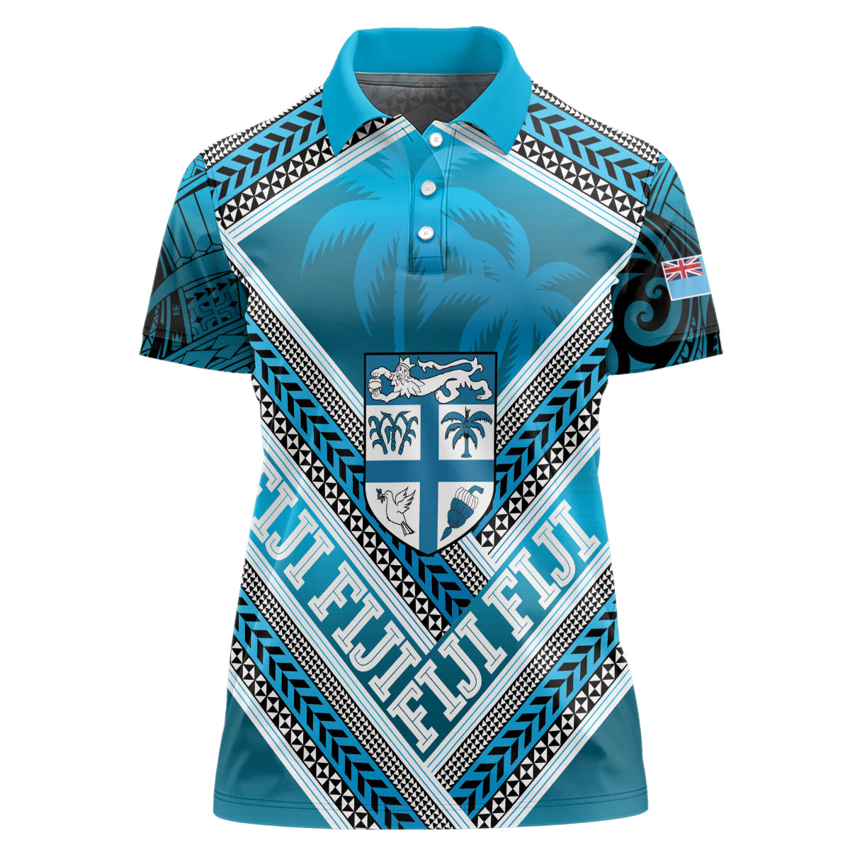 Custom Fiji Rugby Women Polo Shirt Fijian Warrior With Polynesian Tribal Tattoos