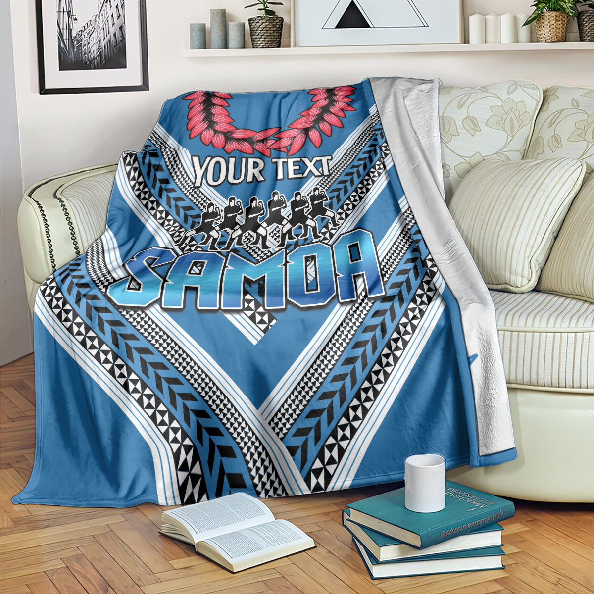 Custom Manuma Samoa Rugby Blanket Ula fala Samoan Siva Tau Tribal