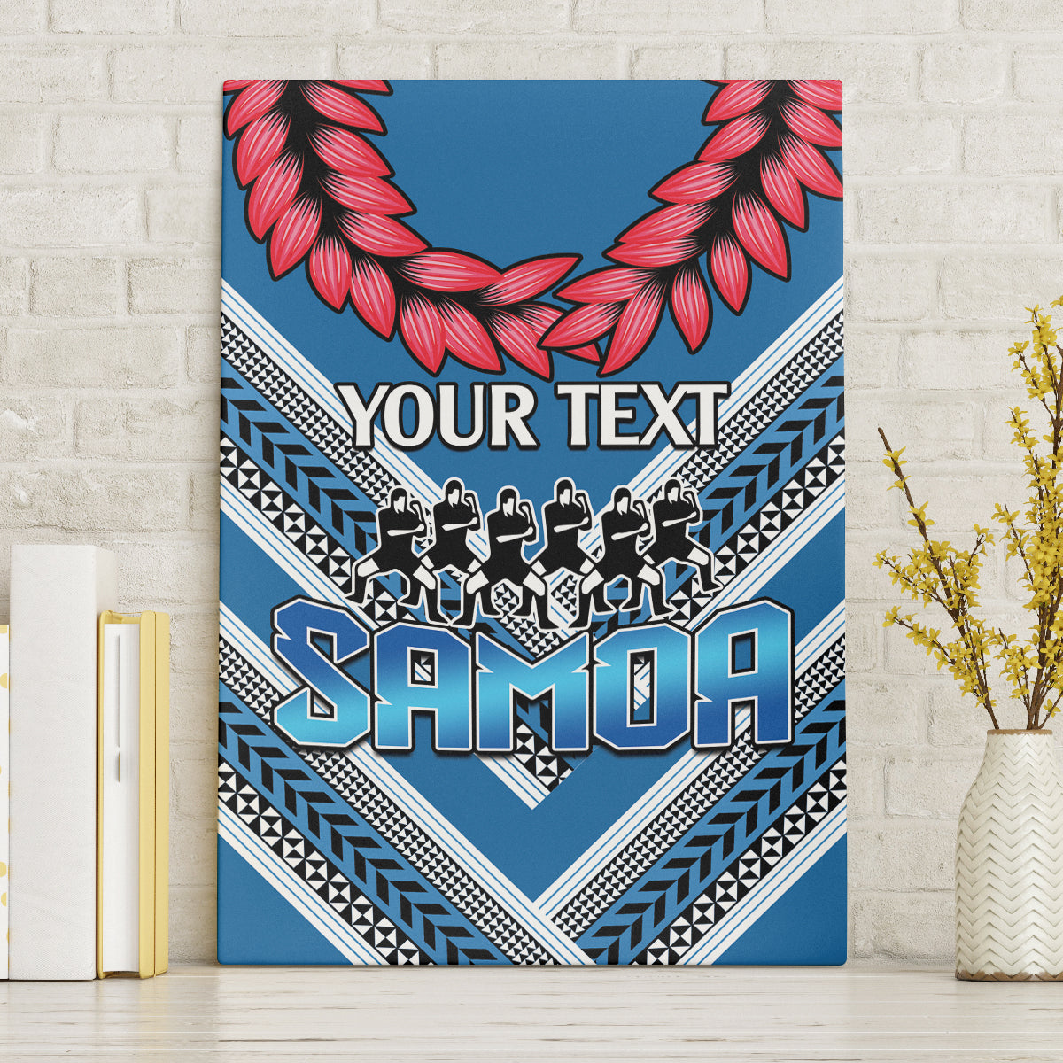 Custom Manuma Samoa Rugby Canvas Wall Art Ula fala Samoan Siva Tau Tribal