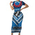 Custom Manuma Samoa Rugby Family Matching Short Sleeve Bodycon Dress and Hawaiian Shirt Ula fala Samoan Siva Tau Tribal