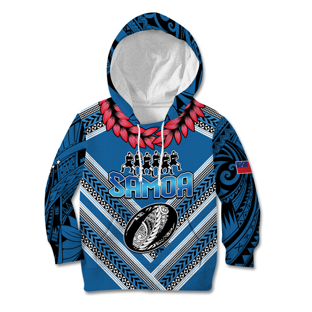 Custom Manuma Samoa Rugby Kid Hoodie Ula fala Samoan Siva Tau Tribal