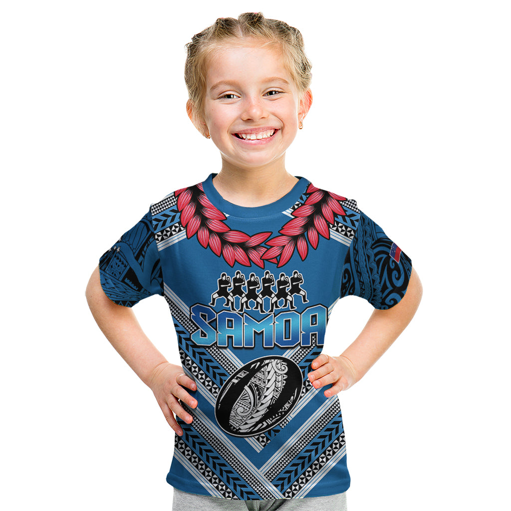 Custom Manuma Samoa Rugby Kid T Shirt Ula fala Samoan Siva Tau Tribal