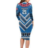 Custom Manuma Samoa Rugby Long Sleeve Bodycon Dress Ula fala Samoan Siva Tau Tribal