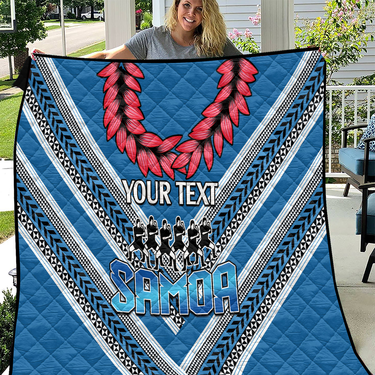 Custom Manuma Samoa Rugby Quilt Ula fala Samoan Siva Tau Tribal