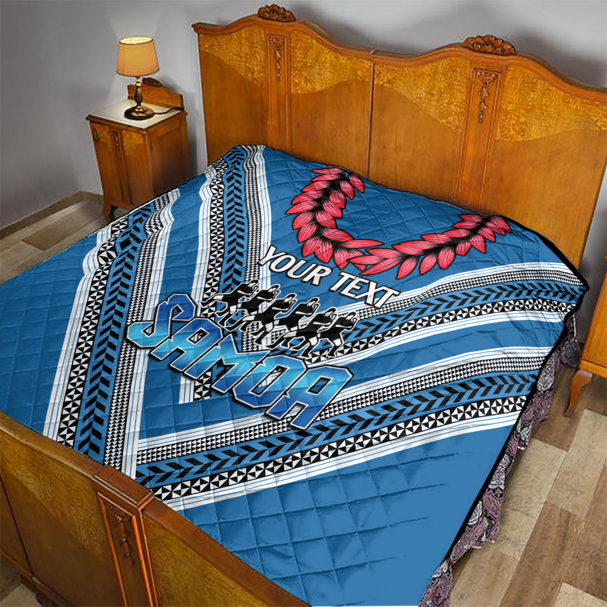 Custom Manuma Samoa Rugby Quilt Ula fala Samoan Siva Tau Tribal