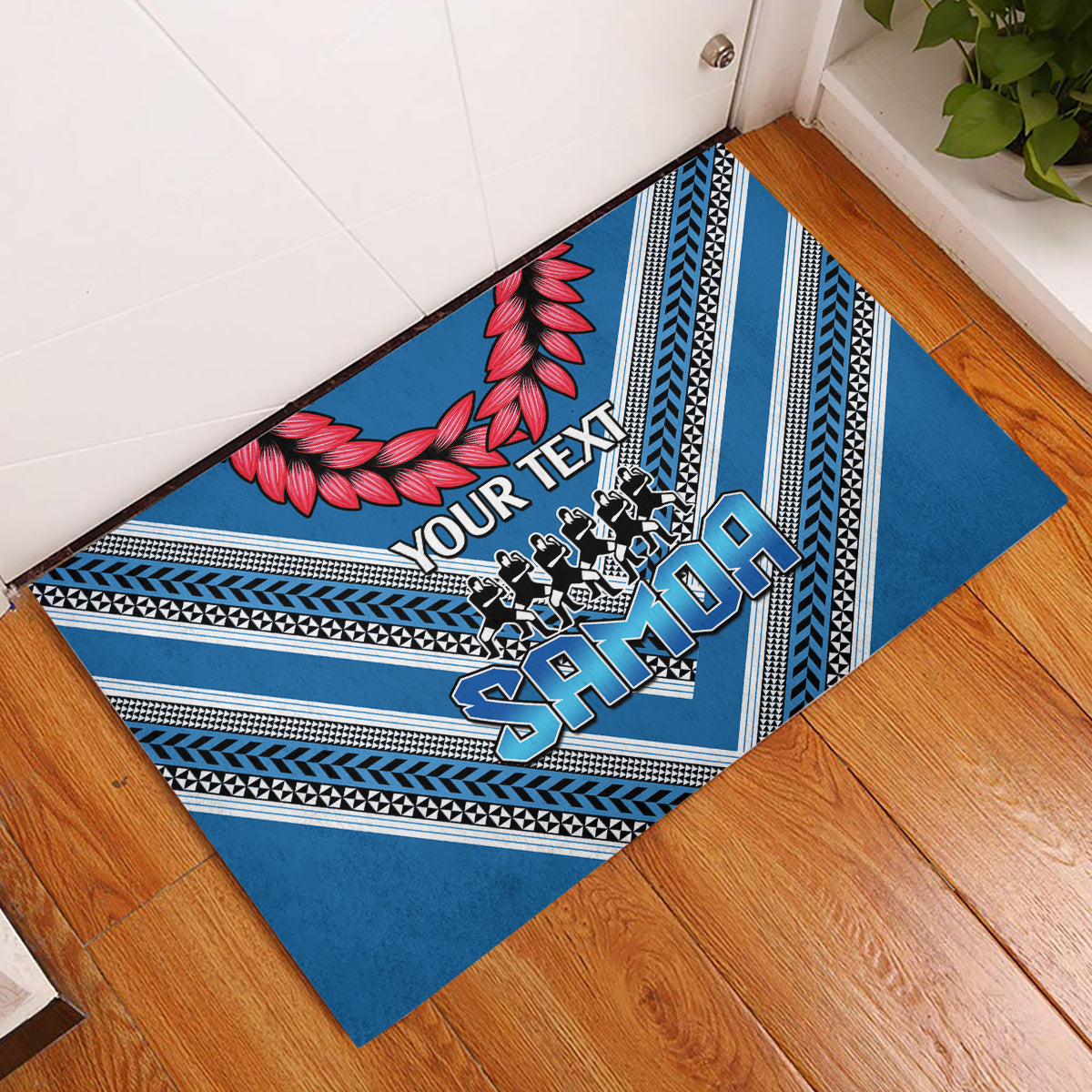 Custom Manuma Samoa Rugby Rubber Doormat Ula fala Samoan Siva Tau Tribal