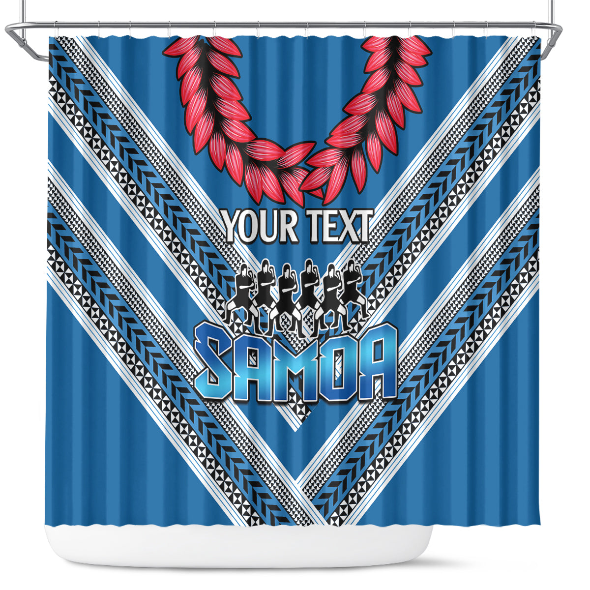 Custom Manuma Samoa Rugby Shower Curtain Ula fala Samoan Siva Tau Tribal