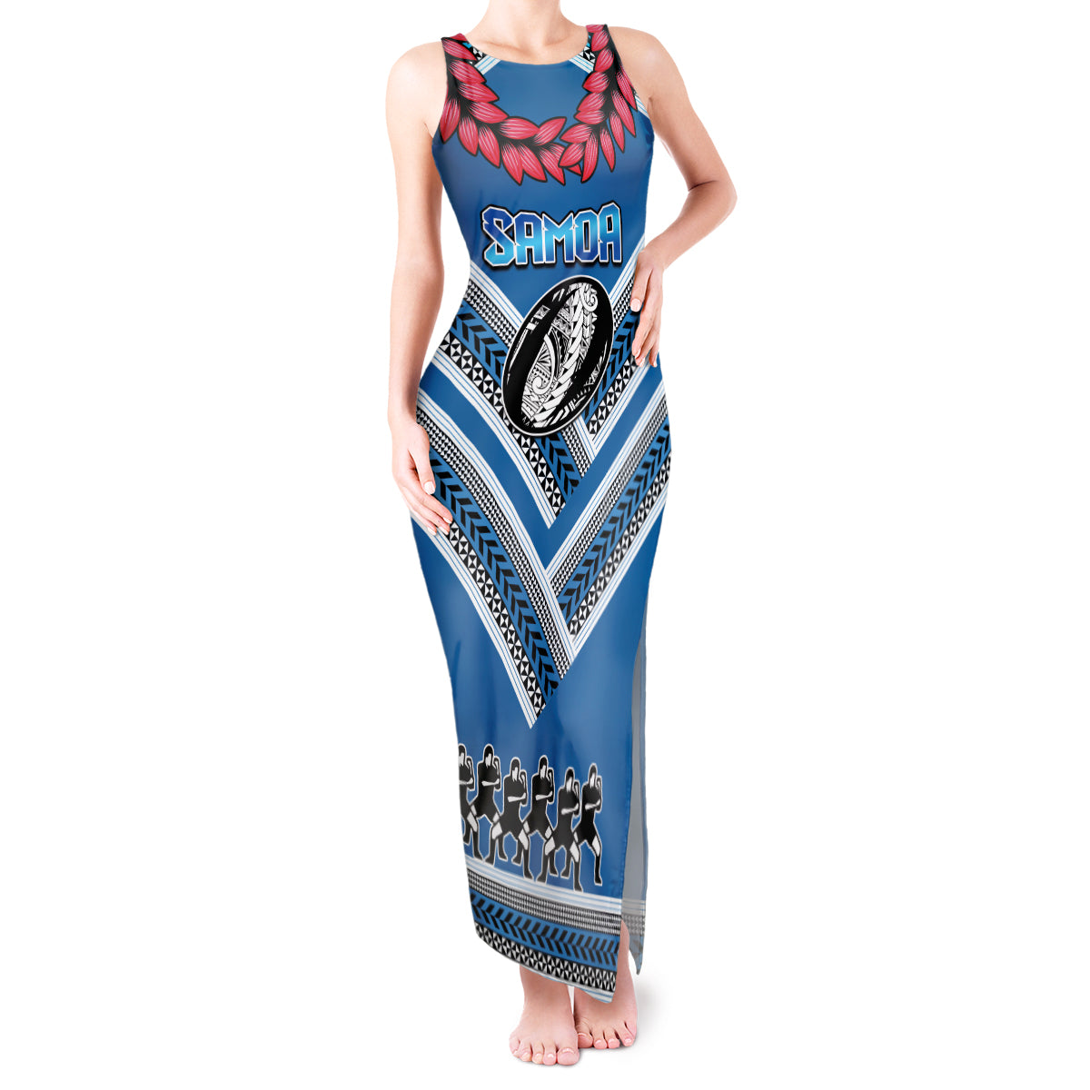 Custom Manuma Samoa Rugby Tank Maxi Dress Ula fala Samoan Siva Tau Tribal