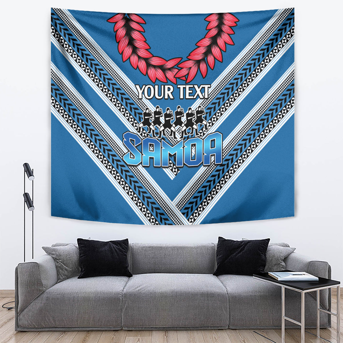 Custom Manuma Samoa Rugby Tapestry Ula fala Samoan Siva Tau Tribal