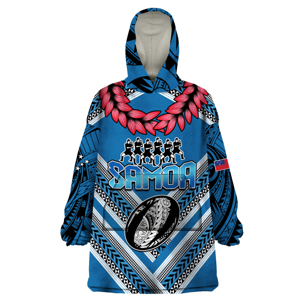 Custom Manuma Samoa Rugby Wearable Blanket Hoodie Ula fala Samoan Siva Tau Tribal