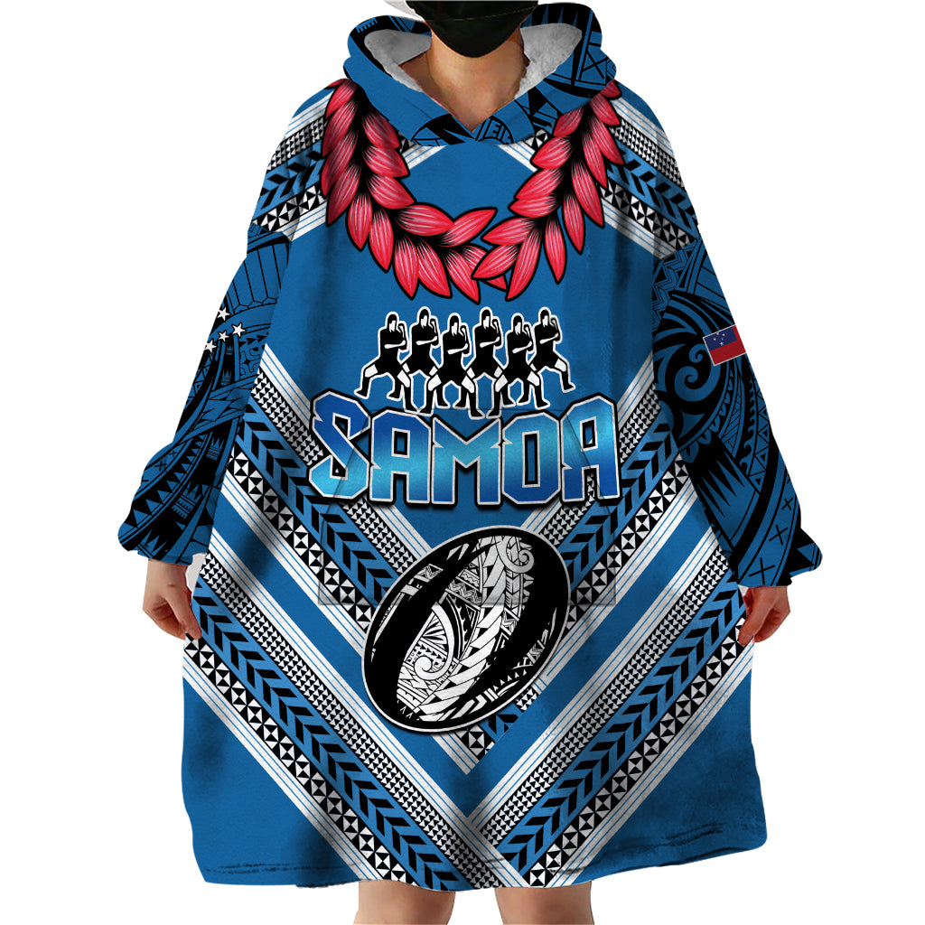 Custom Manuma Samoa Rugby Wearable Blanket Hoodie Ula fala Samoan Siva Tau Tribal