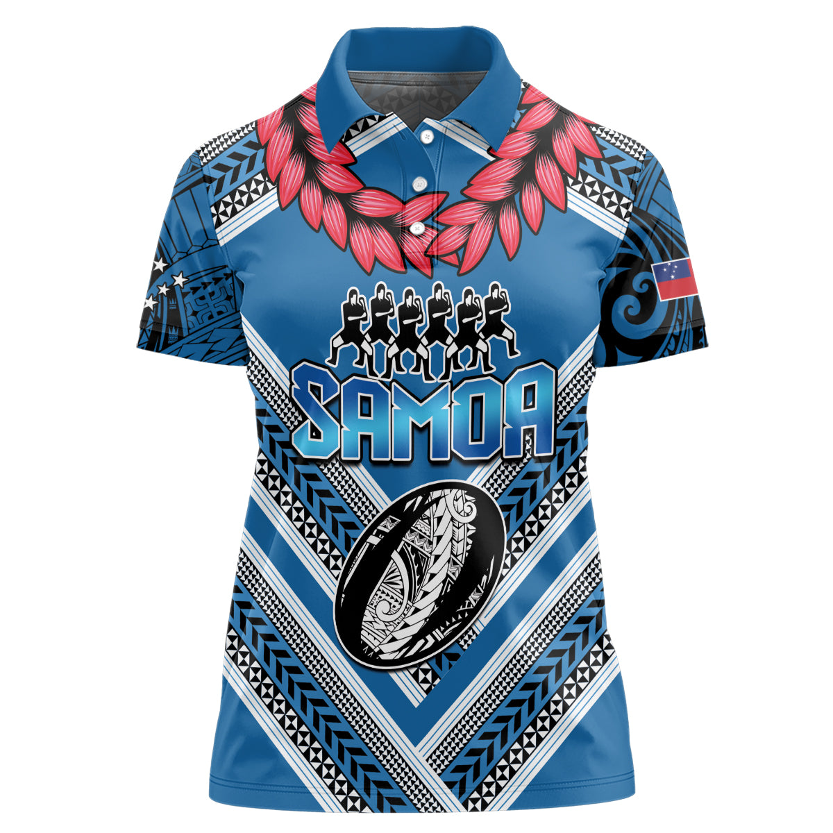 Custom Manuma Samoa Rugby Women Polo Shirt Ula fala Samoan Siva Tau Tribal