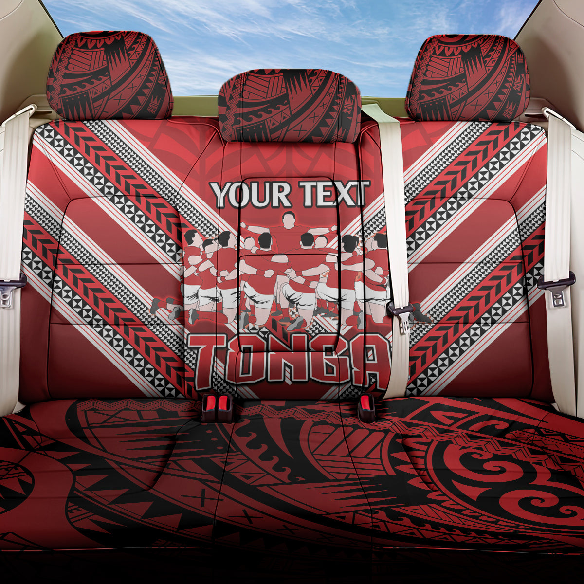 Custom Tonga Rugby Back Car Seat Cover Tonga Sipi Tau Ngatu Tribal Pattern LT9