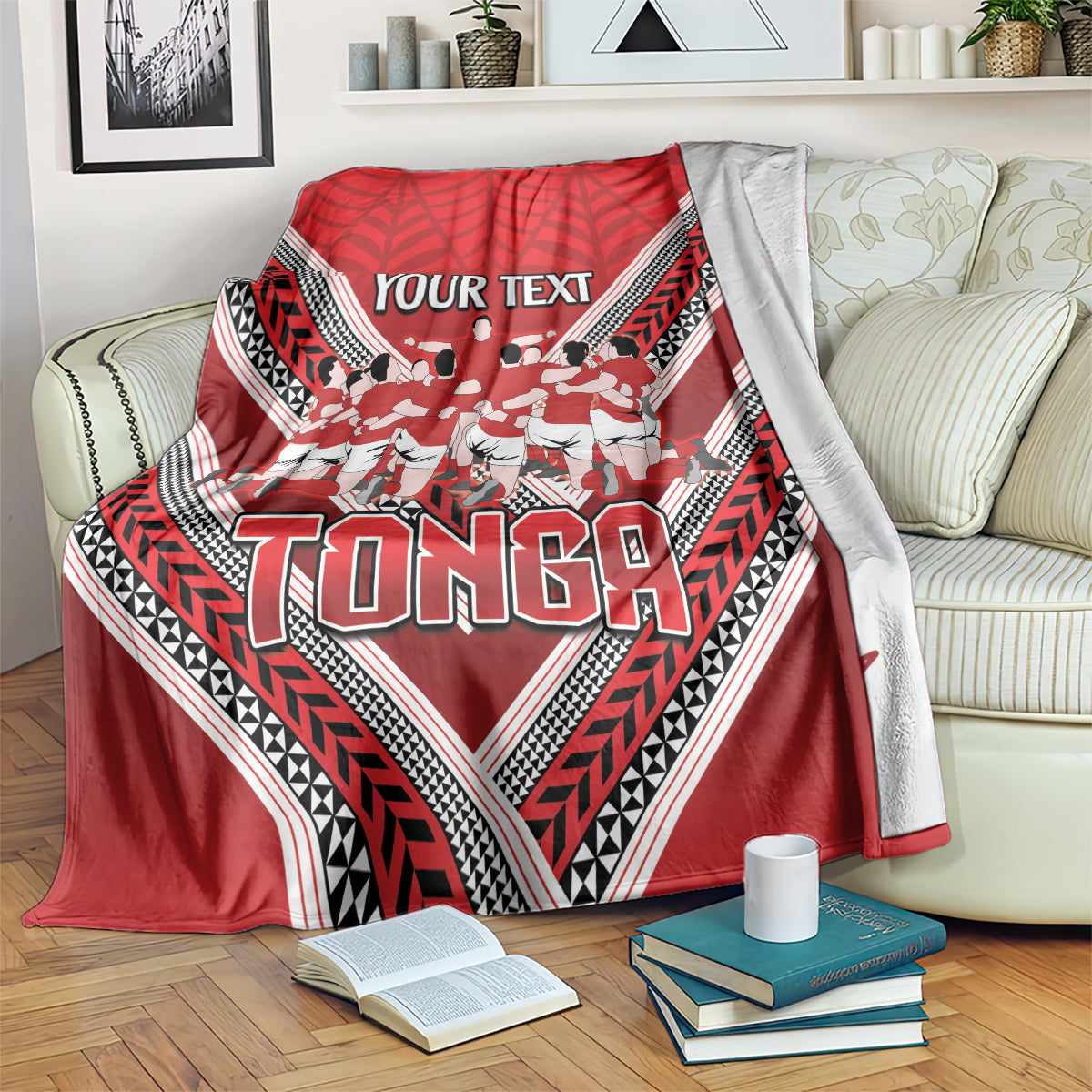 Custom Tonga Rugby Blanket Tonga Sipi Tau Ngatu Tribal Pattern