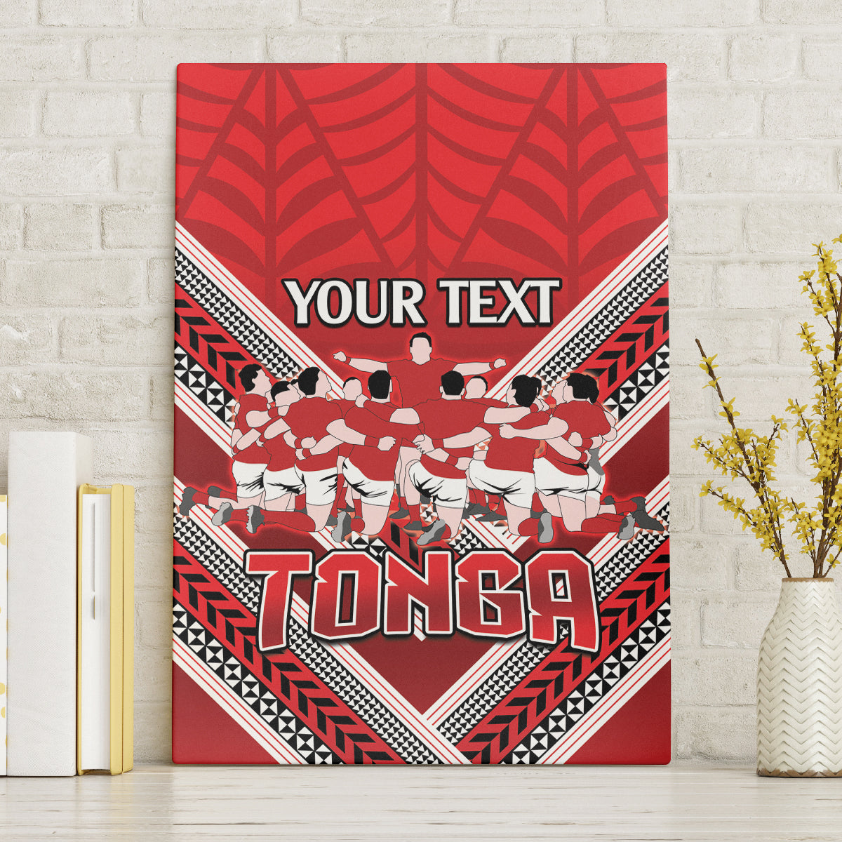 Custom Tonga Rugby Canvas Wall Art Tonga Sipi Tau Ngatu Tribal Pattern