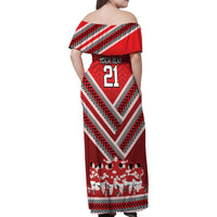 Custom Tonga Rugby Family Matching Off Shoulder Maxi Dress and Hawaiian Shirt Tonga Sipi Tau Ngatu Tribal Pattern