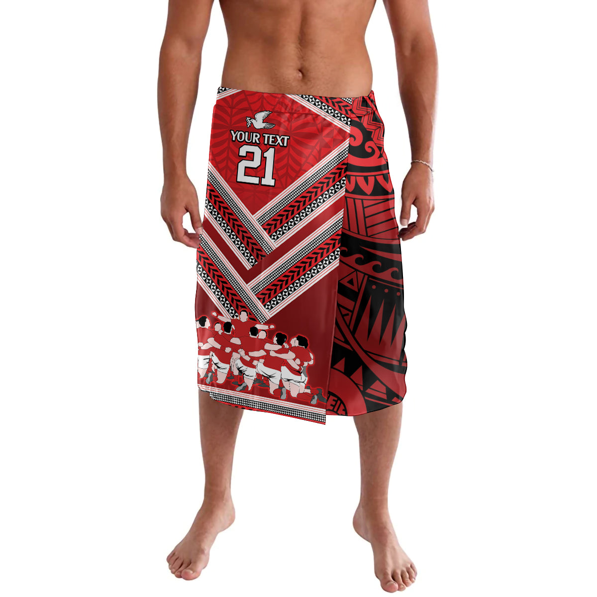 Custom Tonga Rugby Lavalava Tonga Sipi Tau Ngatu Tribal Pattern