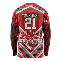 Custom Tonga Rugby Long Sleeve Shirt Tonga Sipi Tau Ngatu Tribal Pattern