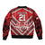 Custom Tonga Rugby Sleeve Zip Bomber Jacket Tonga Sipi Tau Ngatu Tribal Pattern