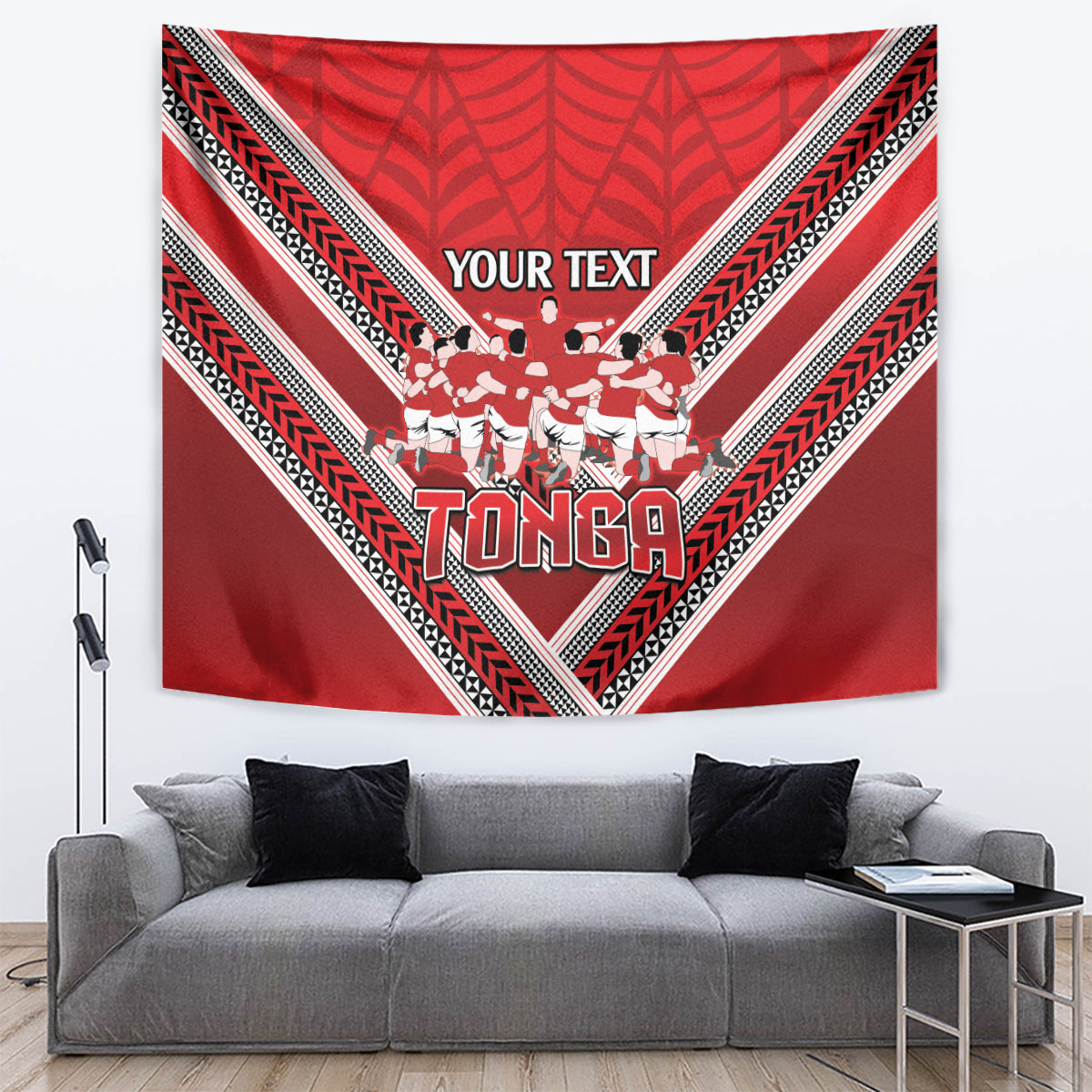 Custom Tonga Rugby Tapestry Tonga Sipi Tau Ngatu Tribal Pattern