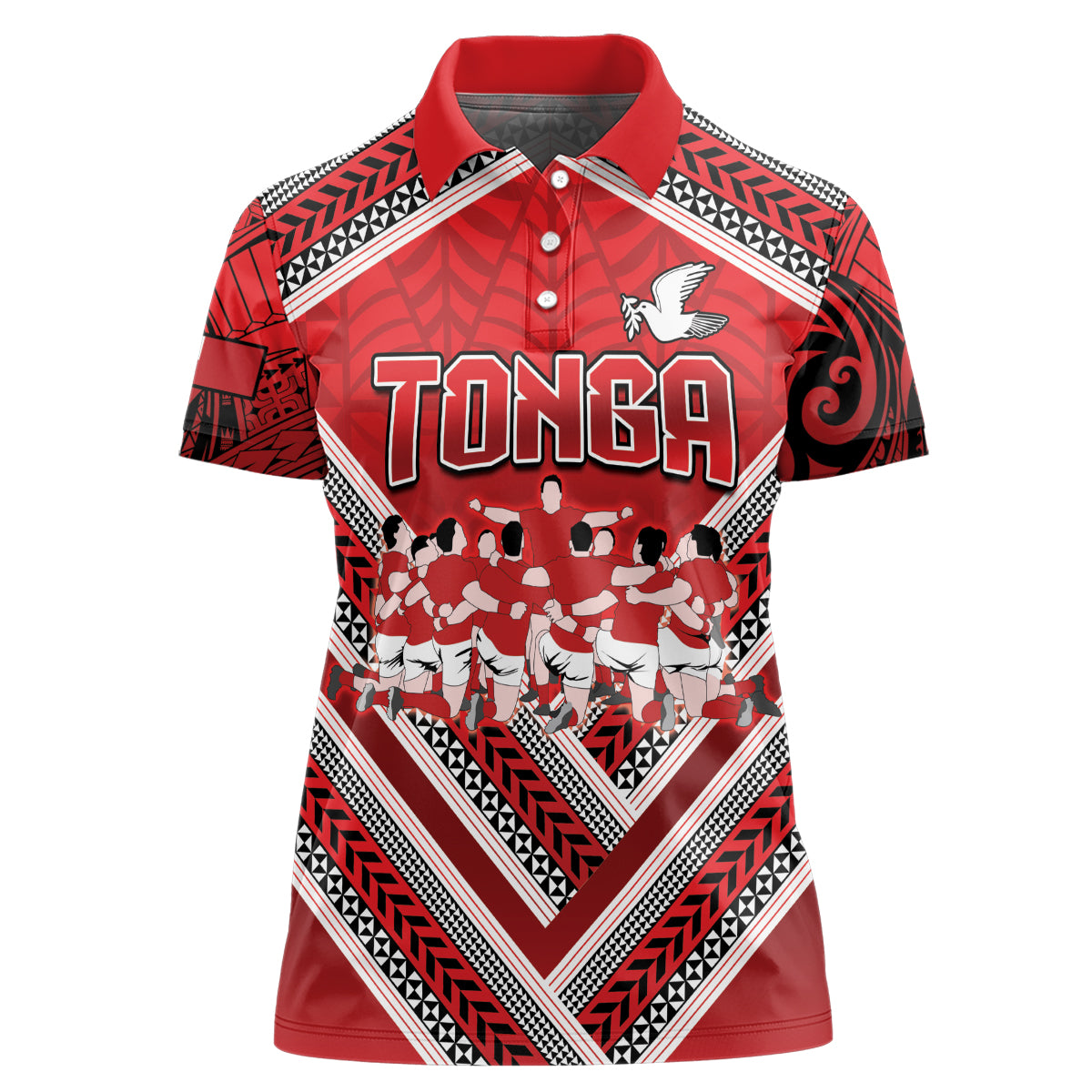 Custom Tonga Rugby Women Polo Shirt Tonga Sipi Tau Ngatu Tribal Pattern