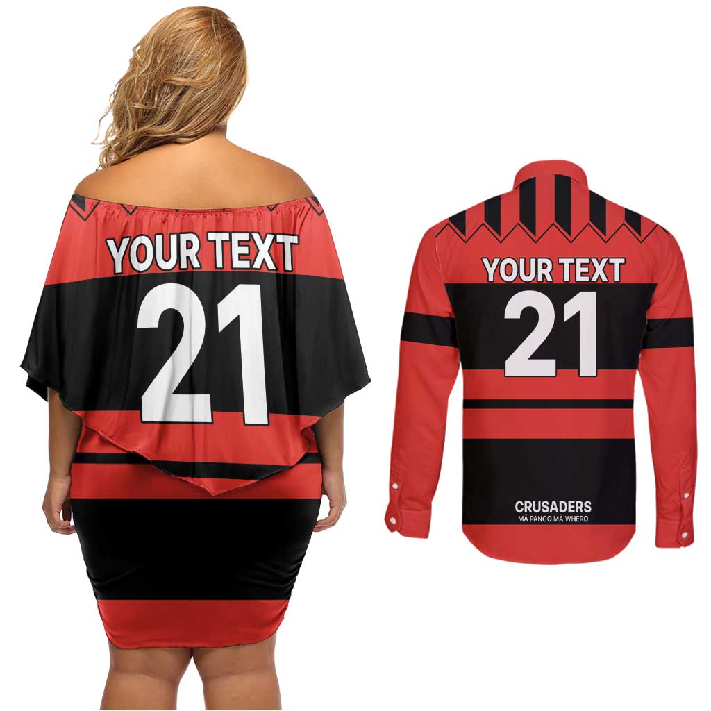 New Zealand Rugby Pacific Custom Couples Matching Off Shoulder Short Dress and Long Sleeve Button Shirt Whatumoana Classic Retro 2025 LT9 - Polynesian Pride