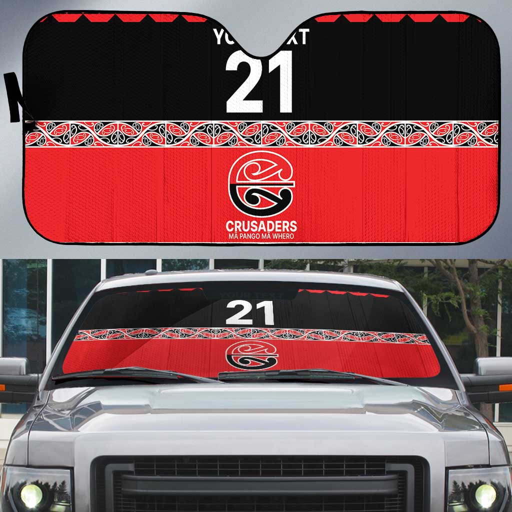New Zealand Rugby Pacific Custom Auto Sun Shade Whatumoana Maori Kowhaiwhai Pattern - Polynesian Pride