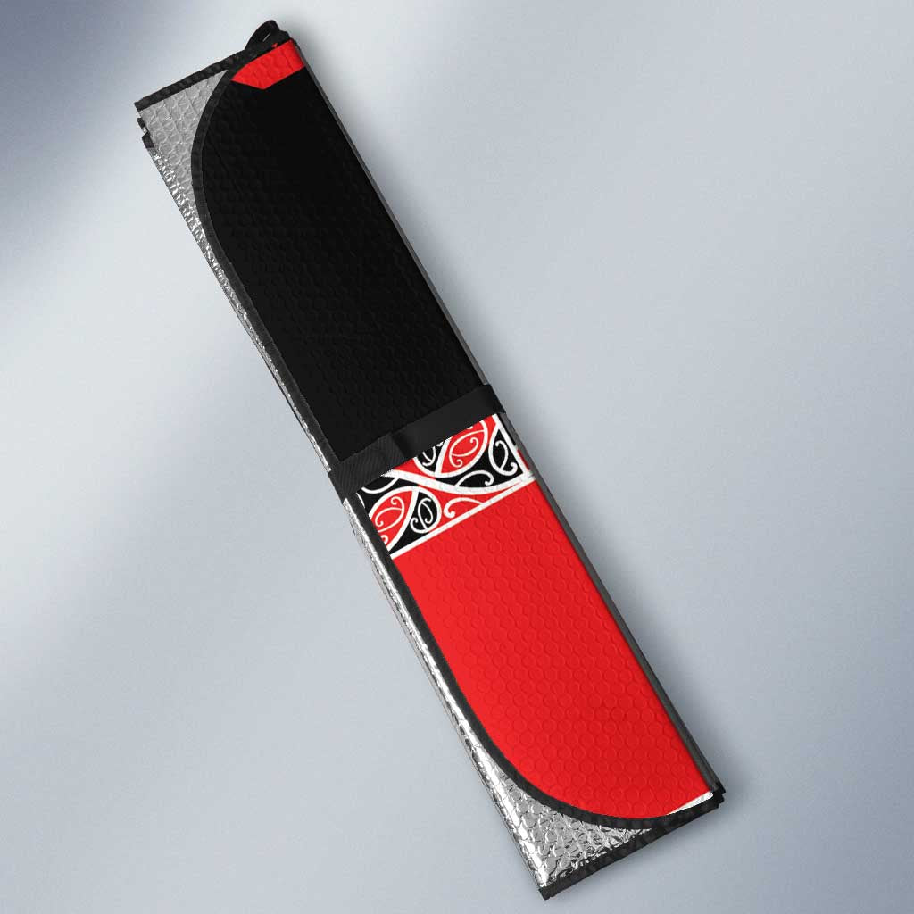 New Zealand Rugby Pacific Custom Auto Sun Shade Whatumoana Maori Kowhaiwhai Pattern - Polynesian Pride