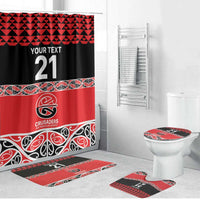 New Zealand Rugby Pacific Custom Bathroom Set Whatumoana Maori Kowhaiwhai Pattern - Polynesian Pride