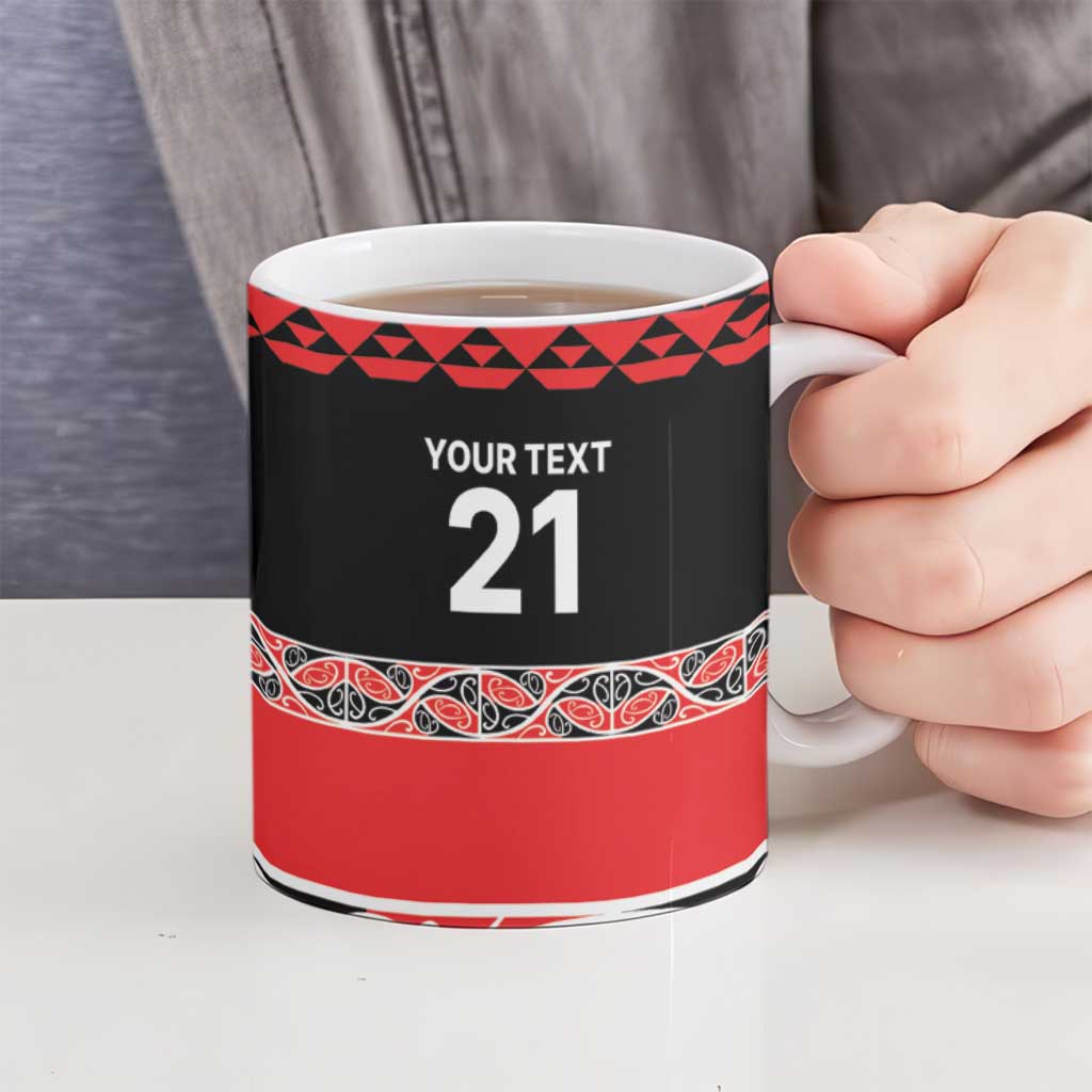 New Zealand Rugby Pacific Custom Ceramic Mug Whatumoana Maori Kowhaiwhai Pattern - Polynesian Pride