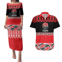 New Zealand Rugby Pacific Custom Couples Matching Puletasi and Hawaiian Shirt Whatumoana Maori Kowhaiwhai Pattern