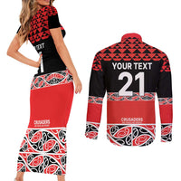 New Zealand Rugby Pacific Custom Couples Matching Short Sleeve Bodycon Dress and Long Sleeve Button Shirt Whatumoana Maori Kowhaiwhai Pattern