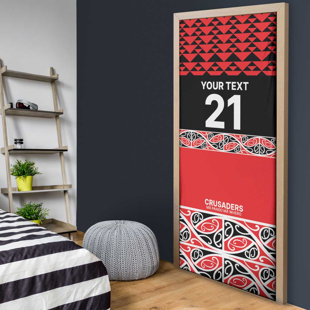 New Zealand Rugby Pacific Custom Door Cover Whatumoana Maori Kowhaiwhai Pattern - Polynesian Pride