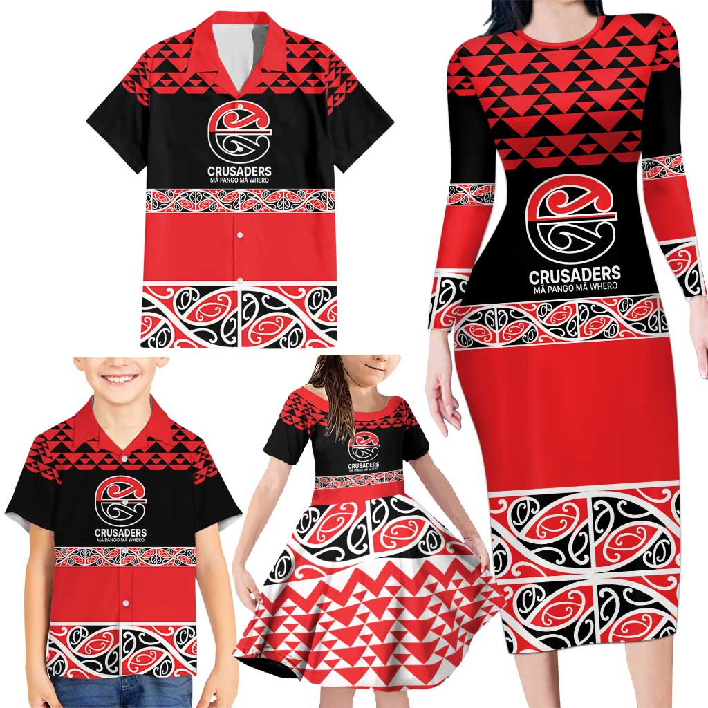 New Zealand Rugby Pacific Custom Family Matching Long Sleeve Bodycon Dress and Hawaiian Shirt Whatumoana Maori Kowhaiwhai Pattern