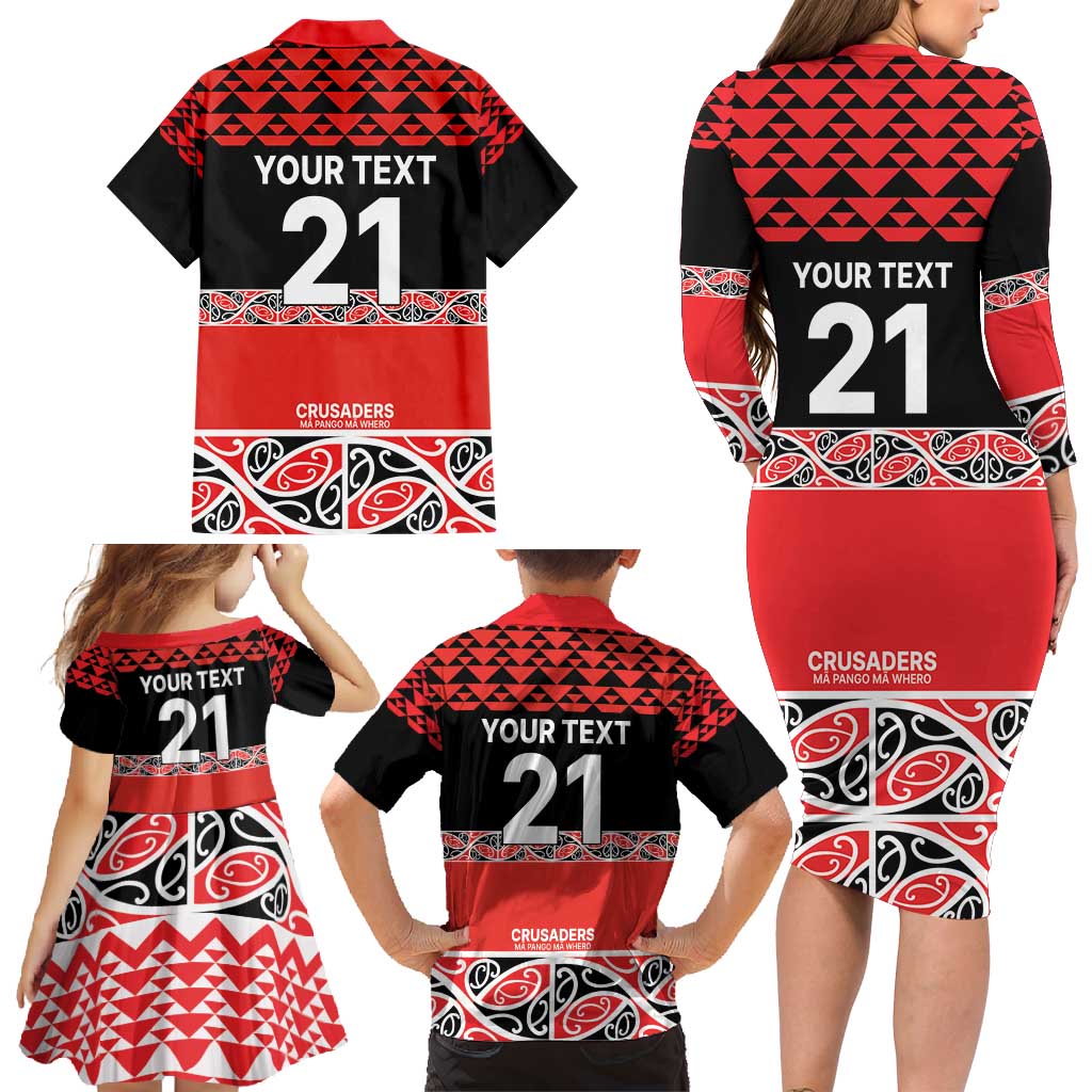 New Zealand Rugby Pacific Custom Family Matching Long Sleeve Bodycon Dress and Hawaiian Shirt Whatumoana Maori Kowhaiwhai Pattern