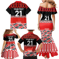 New Zealand Rugby Pacific Custom Family Matching Mermaid Dress and Hawaiian Shirt Whatumoana Maori Kowhaiwhai Pattern