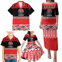 New Zealand Rugby Pacific Custom Family Matching Puletasi and Hawaiian Shirt Whatumoana Maori Kowhaiwhai Pattern