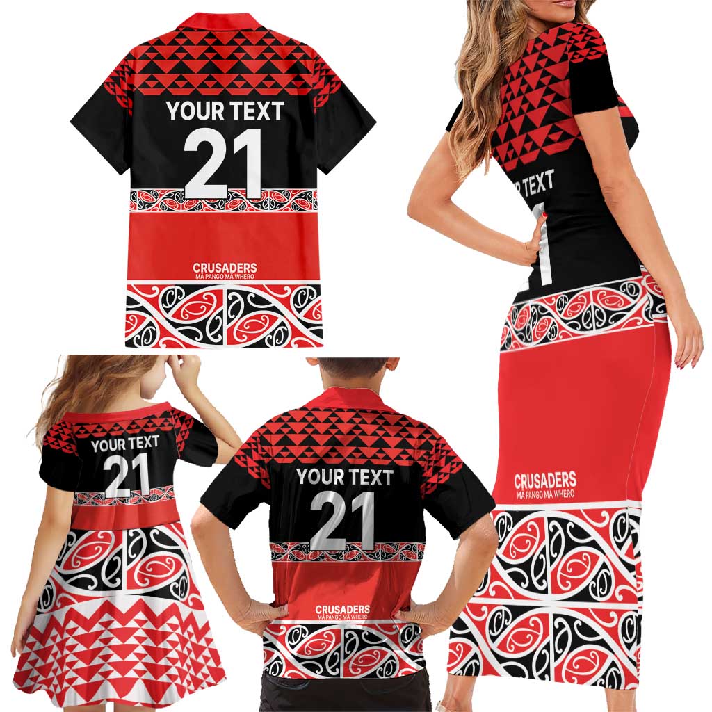New Zealand Rugby Pacific Custom Family Matching Short Sleeve Bodycon Dress and Hawaiian Shirt Whatumoana Maori Kowhaiwhai Pattern