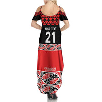 New Zealand Rugby Pacific Custom Family Matching Summer Maxi Dress and Hawaiian Shirt Whatumoana Maori Kowhaiwhai Pattern