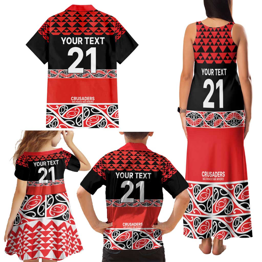 New Zealand Rugby Pacific Custom Family Matching Tank Maxi Dress and Hawaiian Shirt Whatumoana Maori Kowhaiwhai Pattern