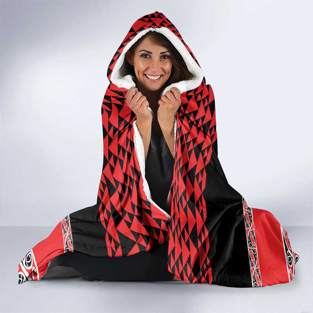New Zealand Rugby Pacific Custom Hooded Blanket Whatumoana Maori Kowhaiwhai Pattern